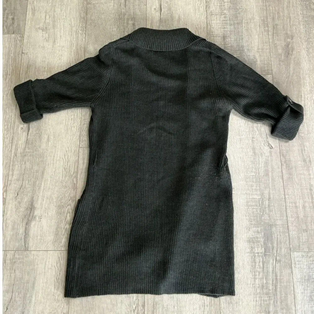 I.N. San Francisco Women’s L Charcoal Belted Sweater Duster Long Cardigan